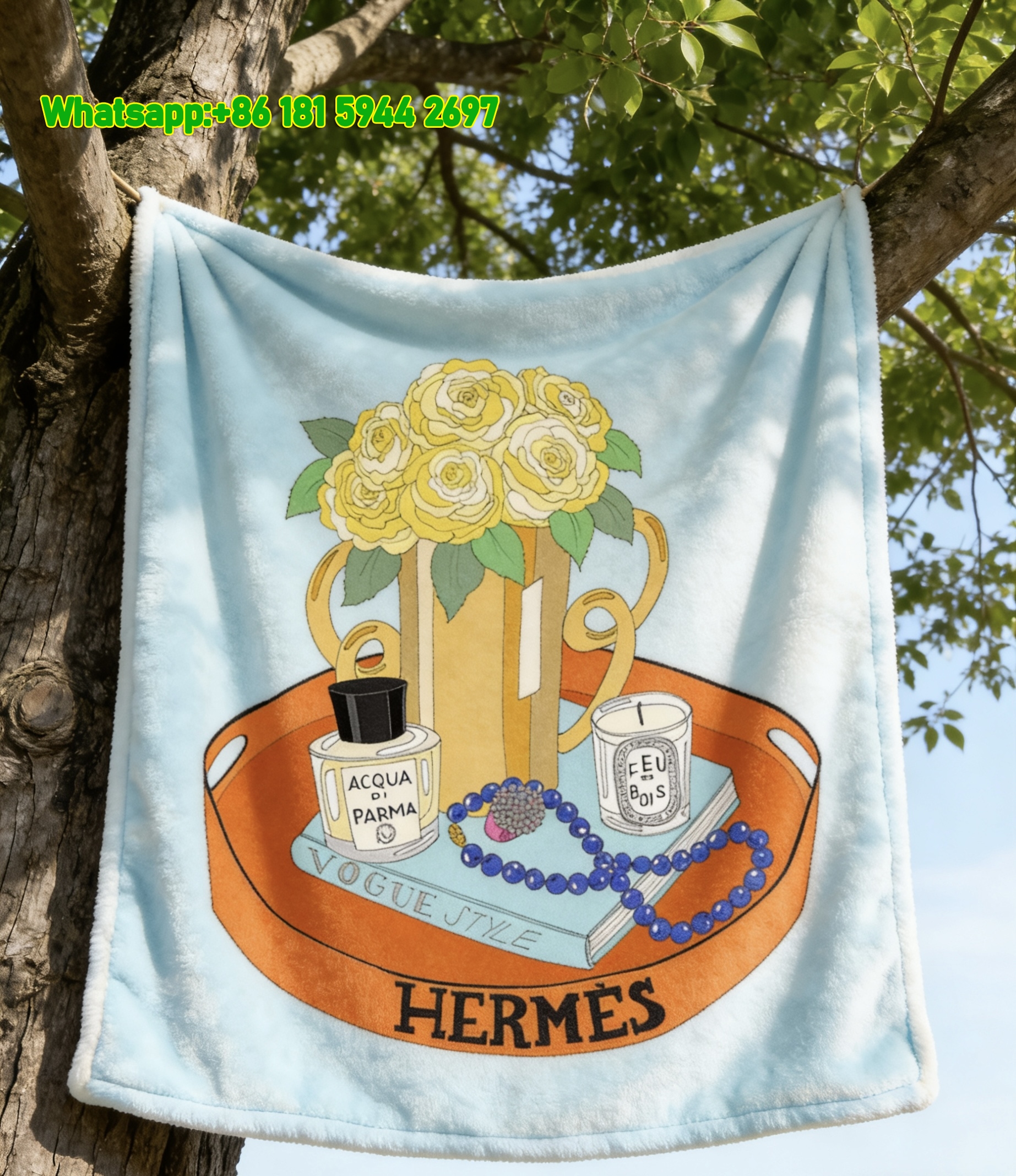 Hermès Vanity Tray Flannel Fleece Throw Blanket IMG_5013
